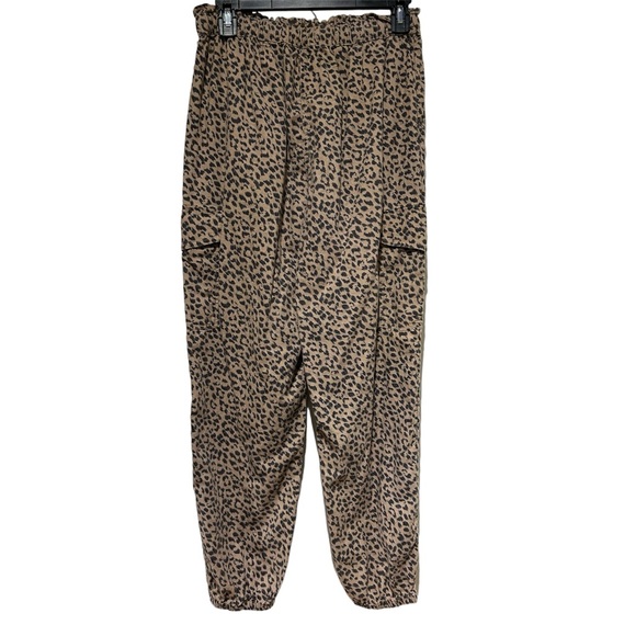 Aerie Leopard Print Linen Cargo Joggers Sz S - Picture 2 of 7